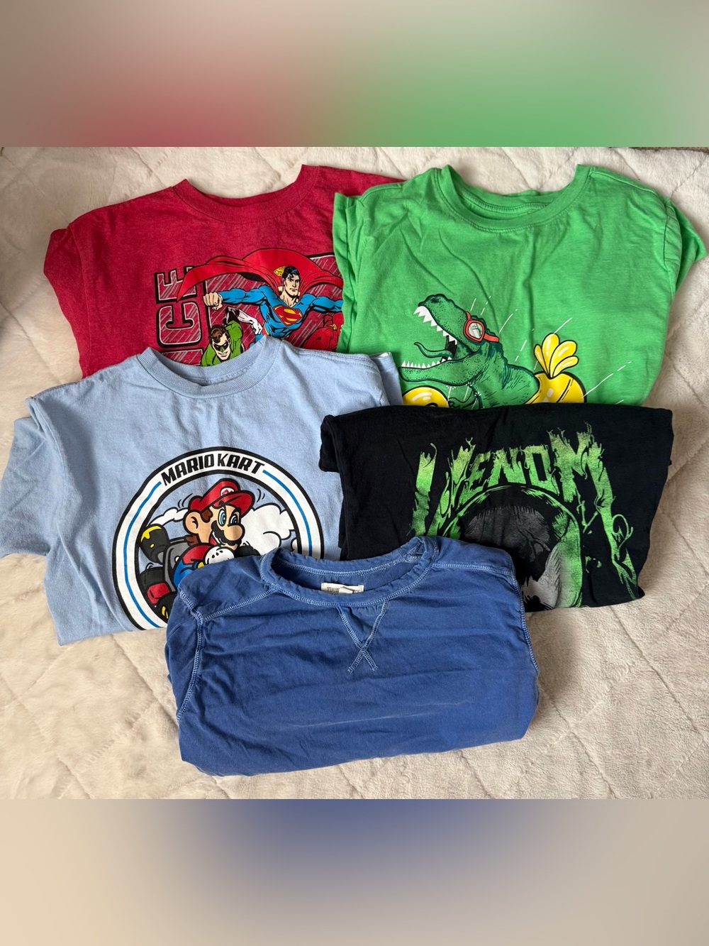 Kids Graphic Tee Pack - Red, Green, Light Blue, Black & Blue